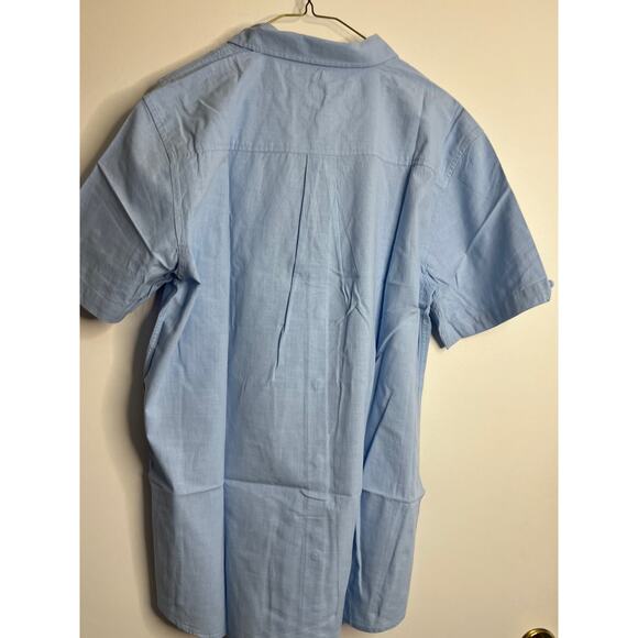 JEKAOYI Linen Blend Short Sleeve Button Down Pocket Shirt Men's Large Blue - Picture 8 of 8